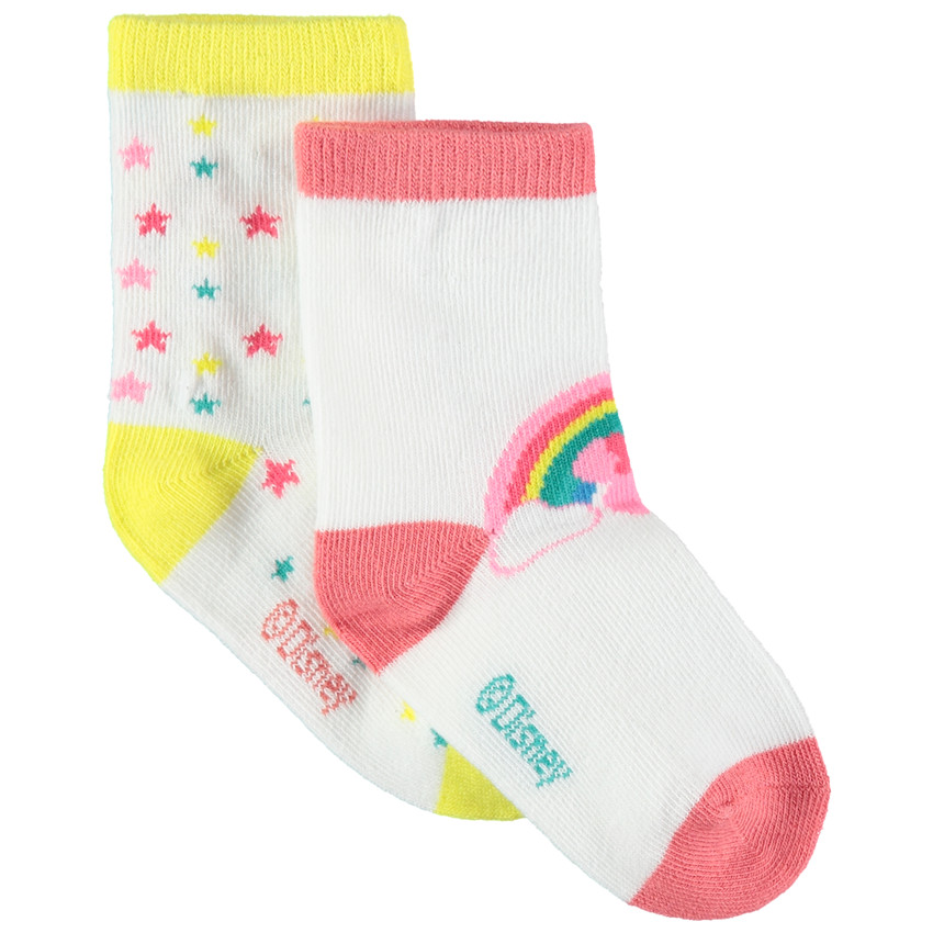 lote de 2 pares de calcetines estampado arco-iris y estrellas 