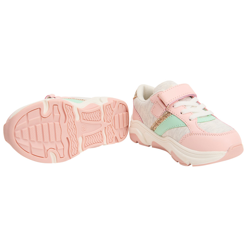 Zapatillas deportivas con cordones elásticos y velcro para niña 