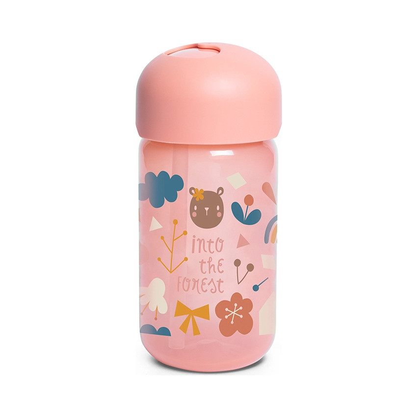 Botella con pajita +18M 340 ml – Forest rosa