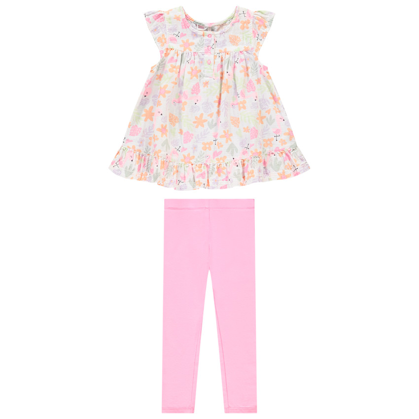 Conjunto de 2 piezas con túnica estampada para bebé niña 