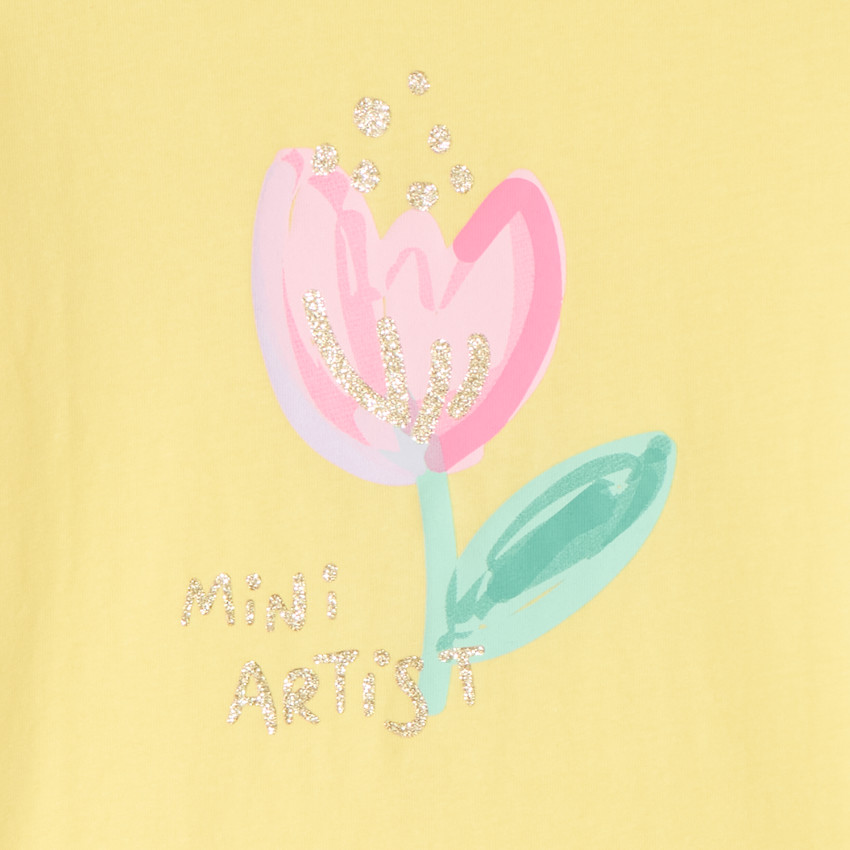 Camiseta de manga corta con estampado y brillos para niña 