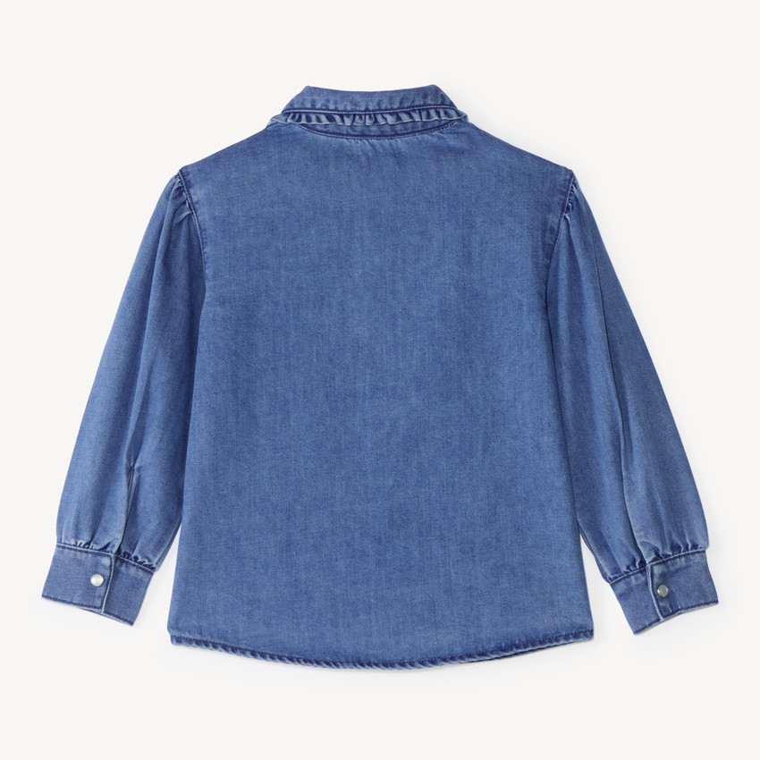 Camisa de niña de manga larga en denim 