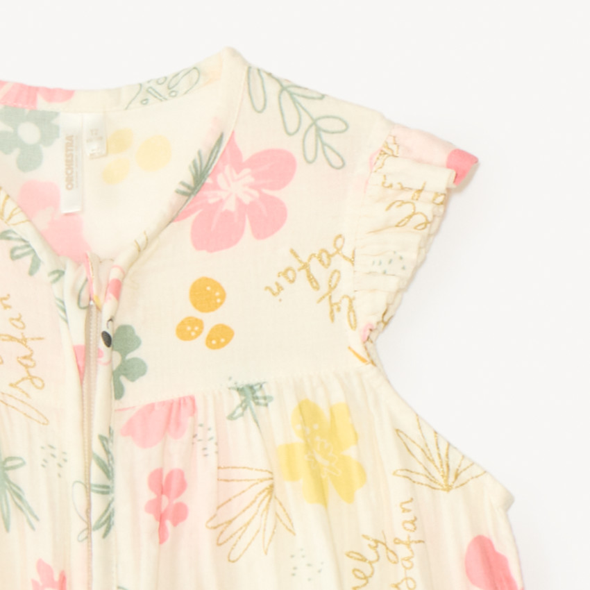 Saco de dormir sin mangas en algodón estampado para bebé niña. 