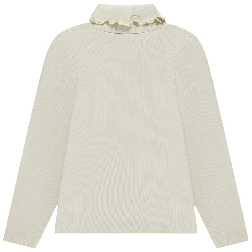 Jersey de niña con cuello alto y efecto ondulado. 