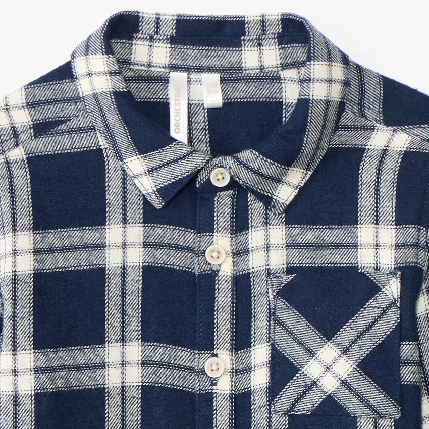 Camisa de mangas largas para bebé niño de franela a cuadros 