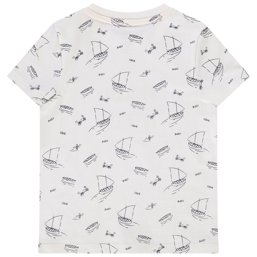 Camiseta de manga corta estampada con barcos para bebé niño 