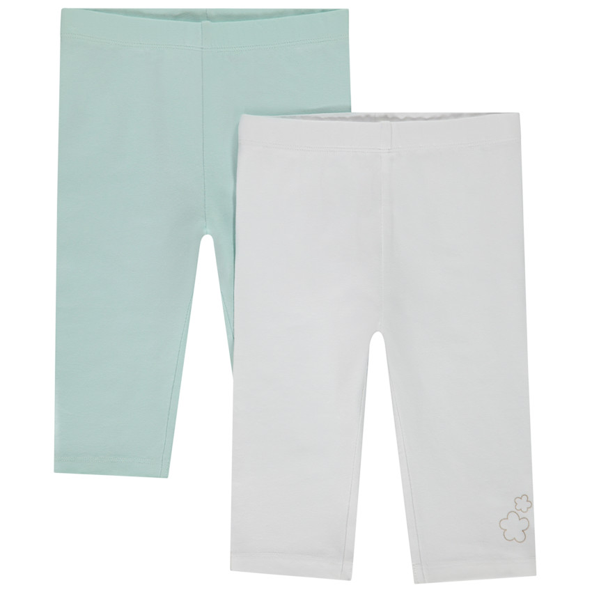 Lote de 2 calzoncillos largos lisos con estampado dorado para bebé niña 