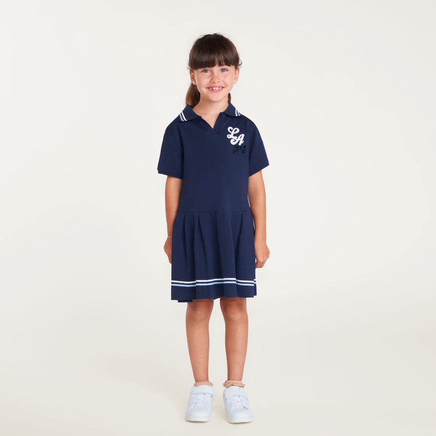 Vestido escolar niña de manga corta con bordado "LA 