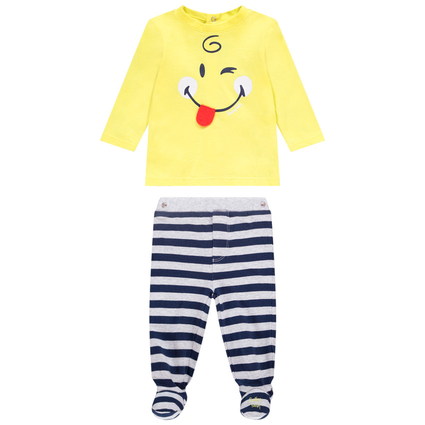 Pijama de jersey con camiseta y pantalón estampado SmileyWorld para bebé niño 