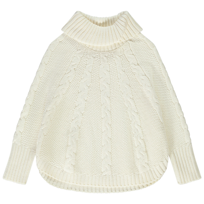 Suéter estilo poncho de punto trenzado para niña 