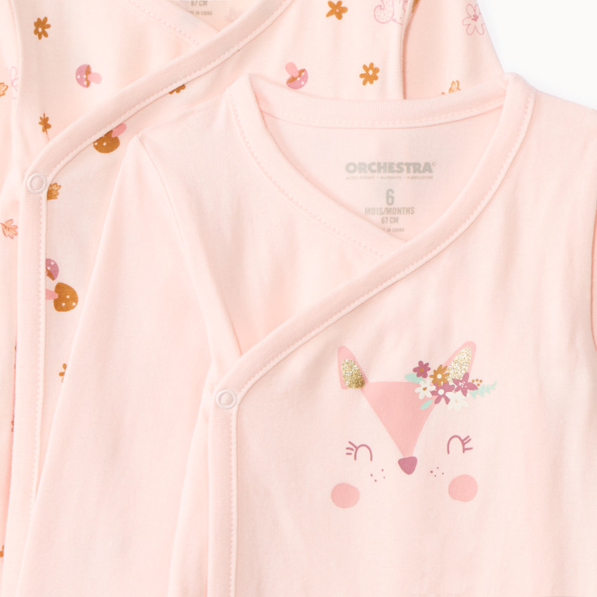 Pack de 7 bodies de manga larga para bebé niña con diferentes aperturas según la edad 