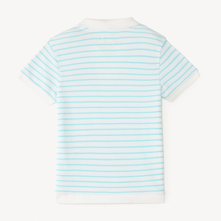 Polo de manga corta a rayas con bordado divertido para niño 
