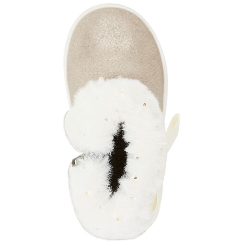 Botines con pelaje sintético y lazo para niña bebé 