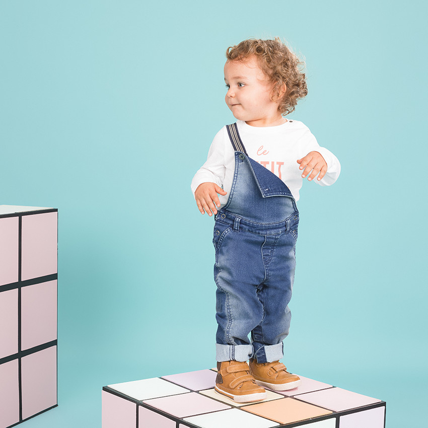 Peto largo de felpa con efecto vaquero desgastado 