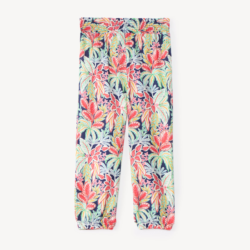 Pantalones capri fluidos con estampado de hojas para niña 