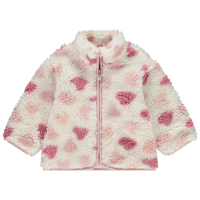 Chaqueta de sherpa con estampado de corazones para niña bebé 