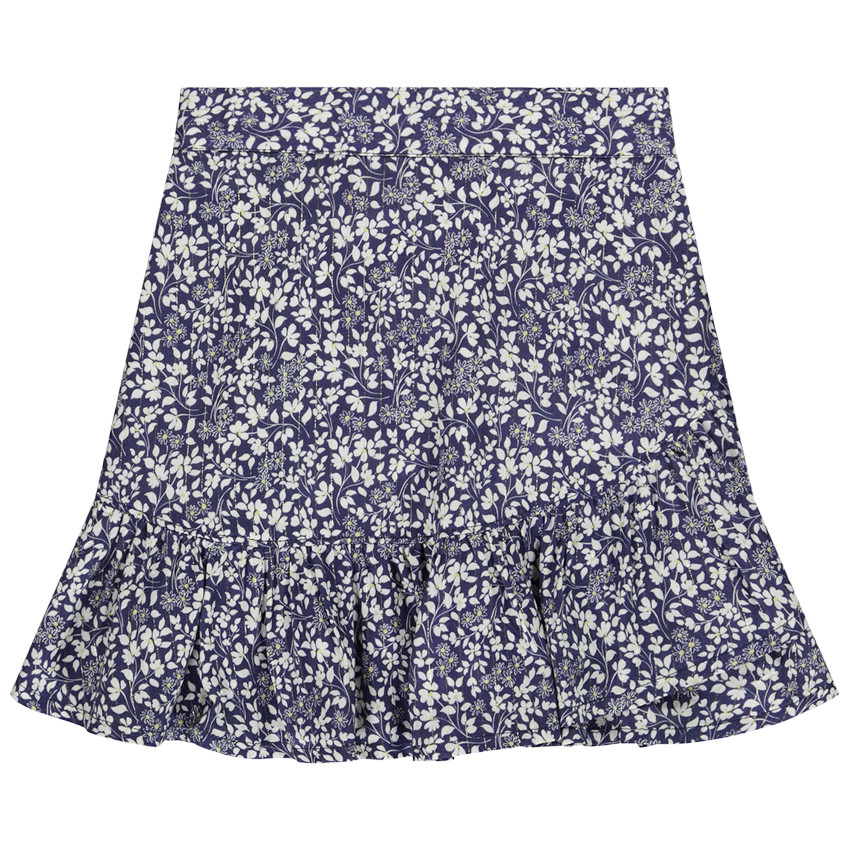 Falda acampanada con volante estampado floral para niña 