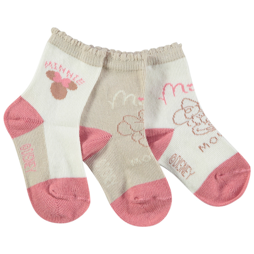 Lote de 3 pares de calcetines estampados Minnie Disney para bebé niña 