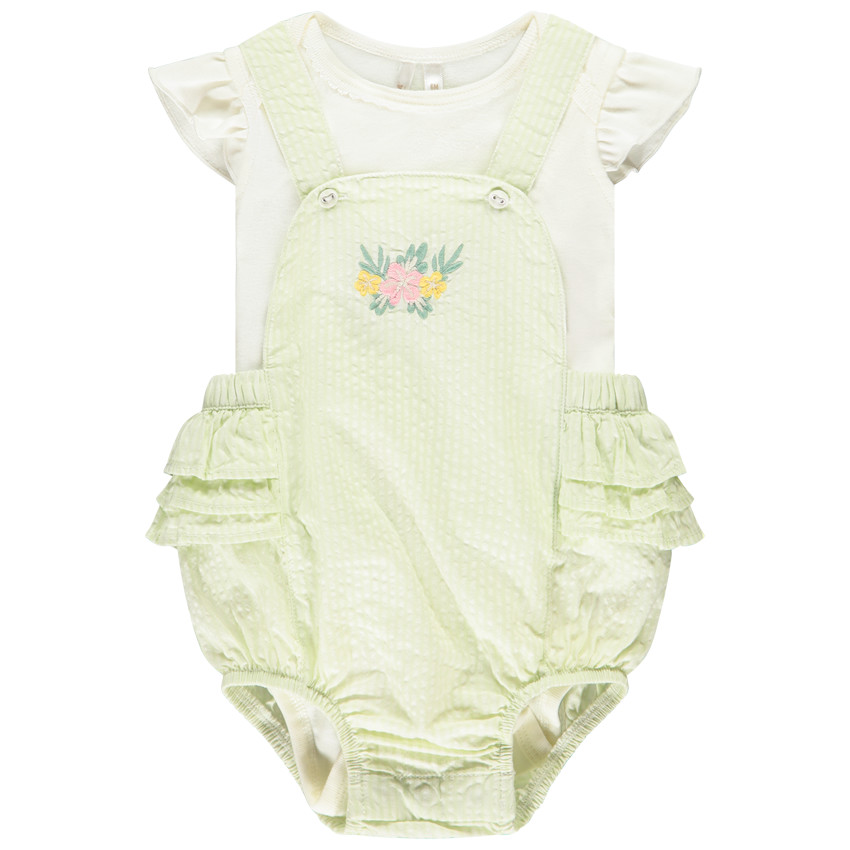 Conjunto de 2 piezas con pelele a rayas para bebé niña 