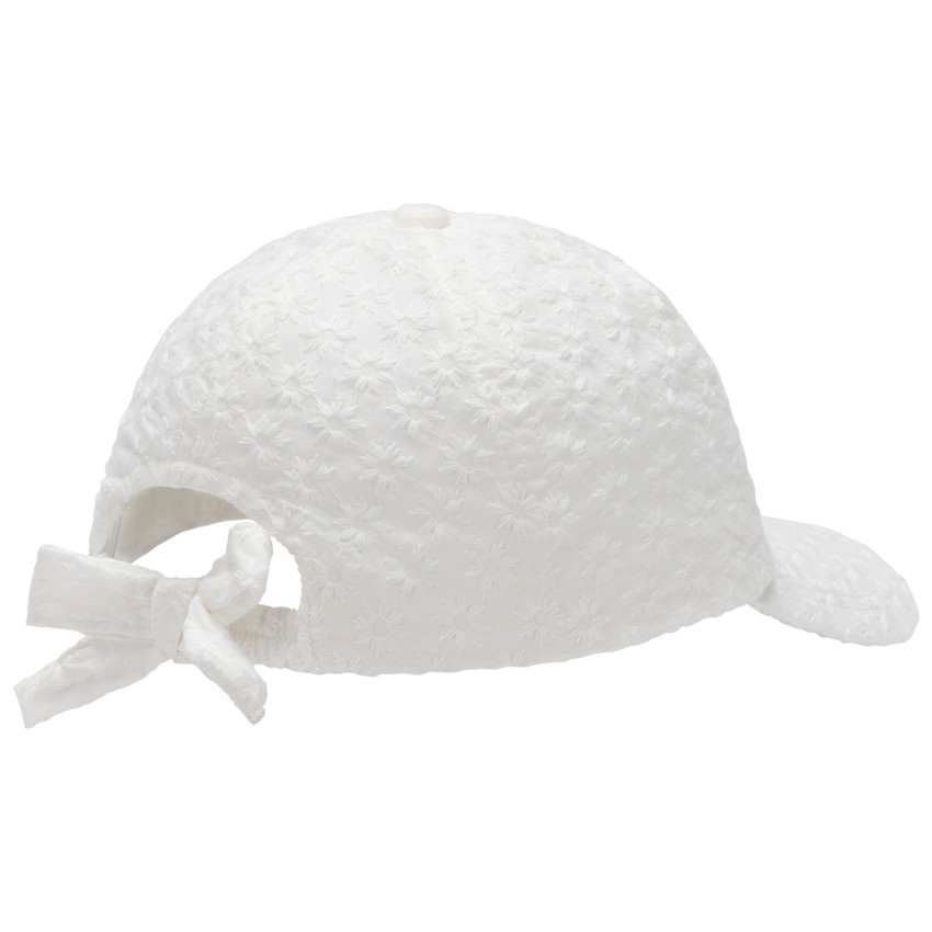 Gorra de encaje inglés con lazo para niña. 