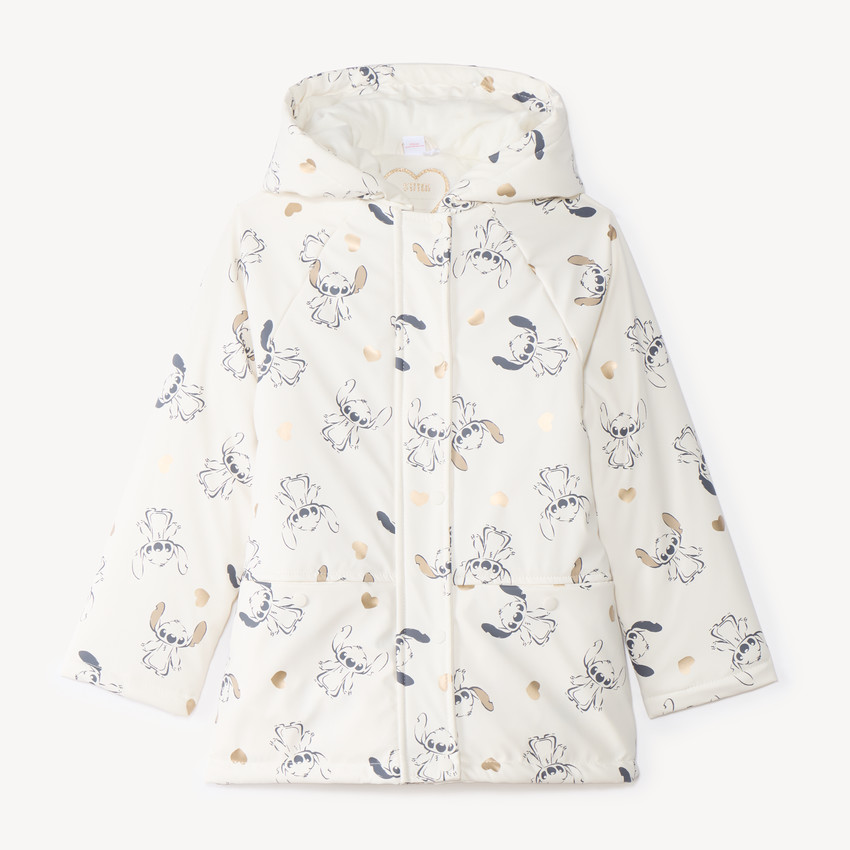Parka con capucha para niña con estampado de Stitch de Disney 