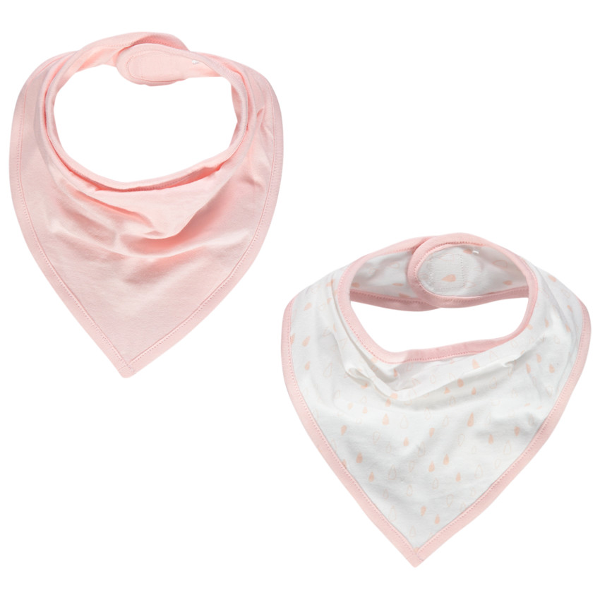 Lot de 2 bavoirs forme bandana en coton bio 