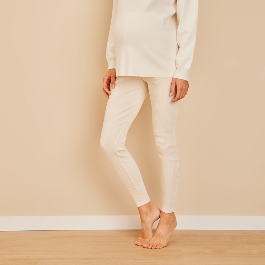 Leggings de embarazo para pijama de punto acanalado 