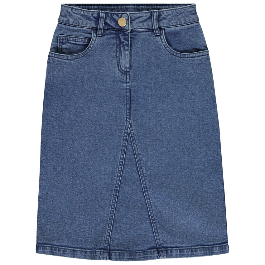 Falda larga de denim con cortes para niña 