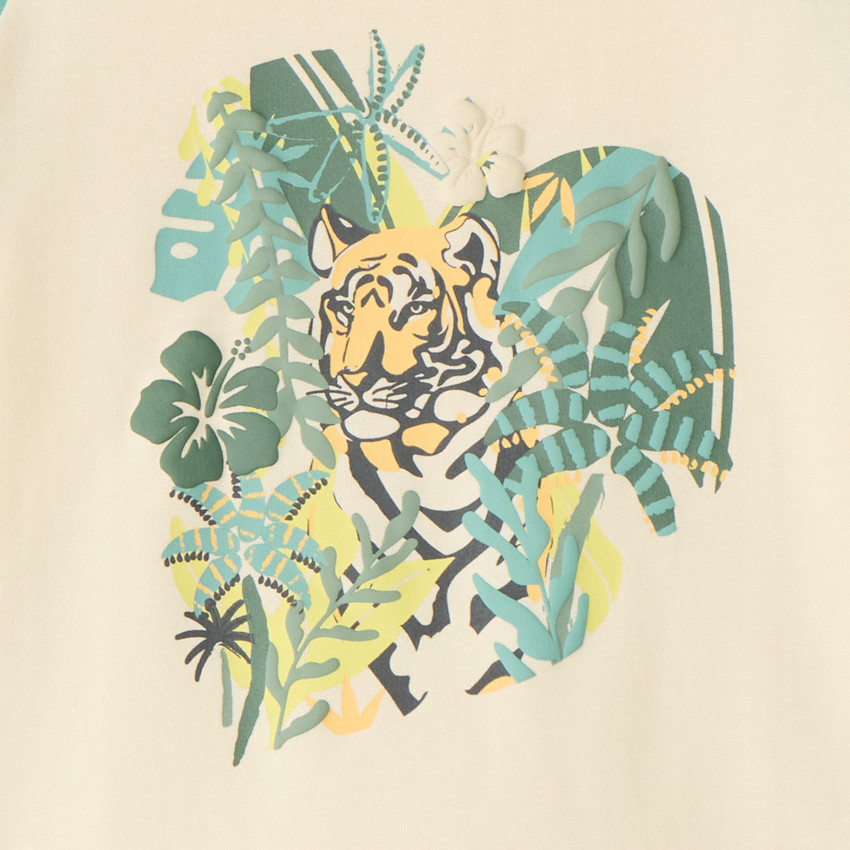 Conjunto de camiseta corta + bermuda con estampado de selva para niño 