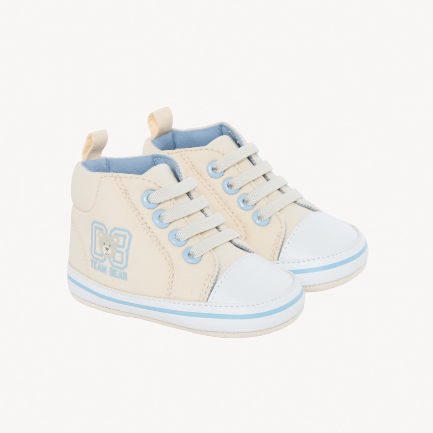 Zapatillas altas de tela con estampado de osos para bebé niño 