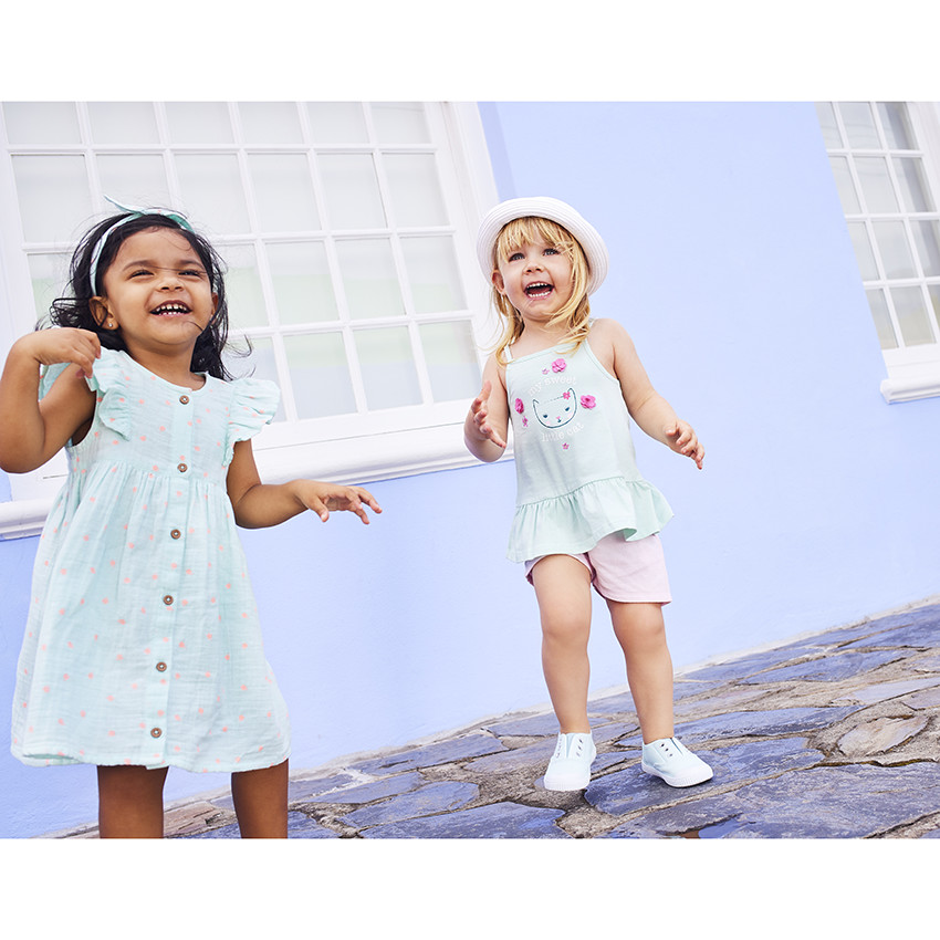 Conjunto de 3 piezas vestido + pololo + diadema de lunares para niña 