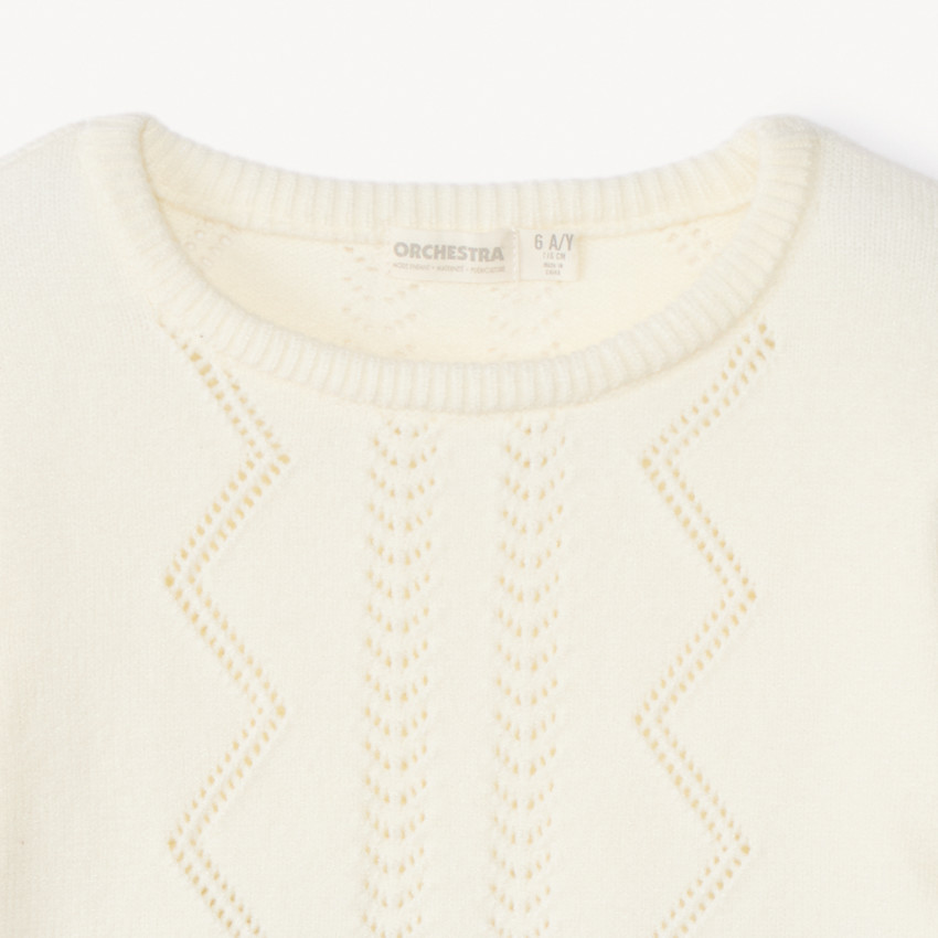 Pull manches longues en tricot style marinière pour fille  
