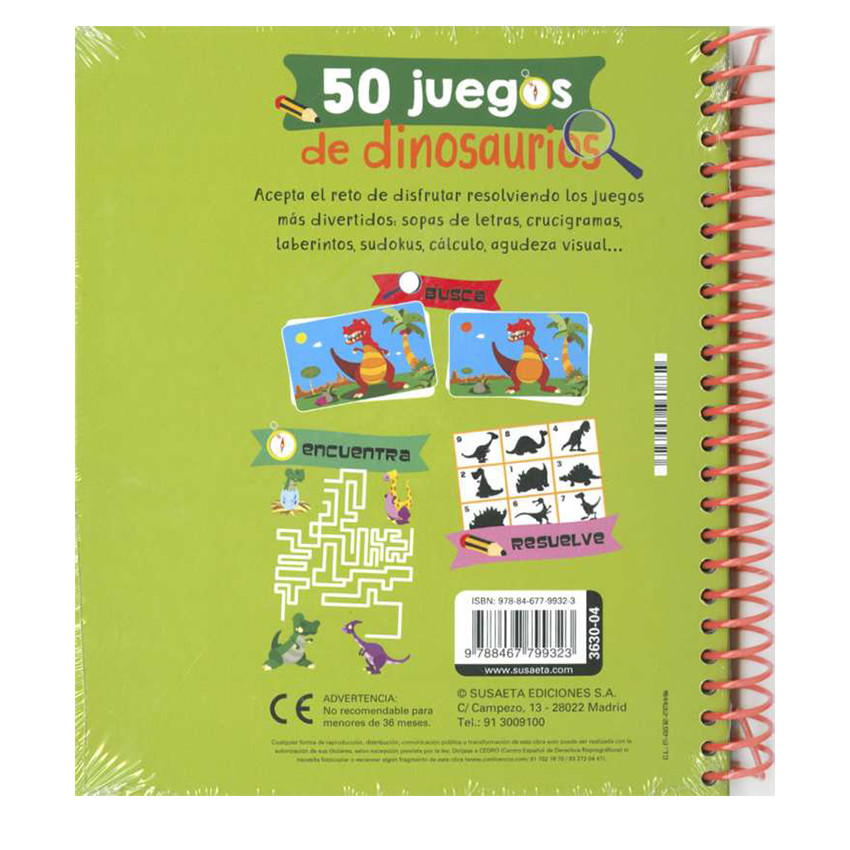 Libro de actividades 50 juegos de dinosaurios +7 años 