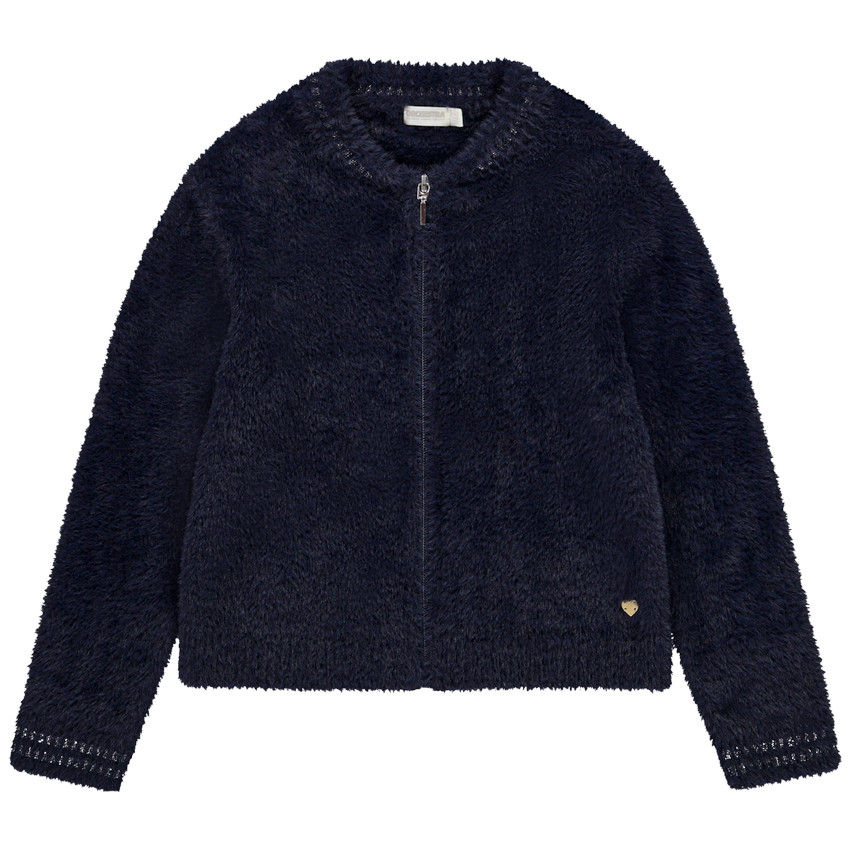 Chaqueta de punto efecto mohair estilo bomber para niña 