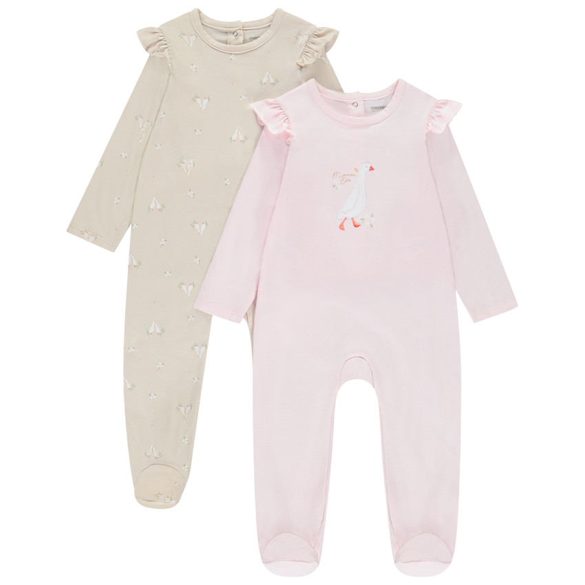 Lote de 2 peleles con estampado de gansos para niña con aberturas diferentes según la edad 