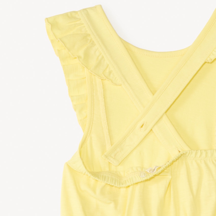 Mono de slub liso con tirantes con volantes para niña 