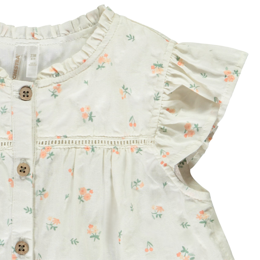 Blusa de bebé niña con volantes y estampado de flores 