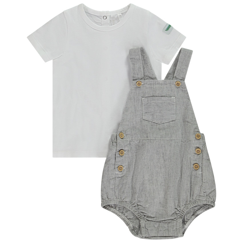 Conjunto 2 piezas con pelele a rayas para bebé niño 