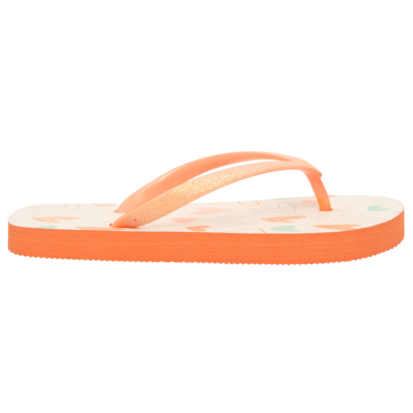 Chanclas con tira brillante y estampado de corazones para niña 