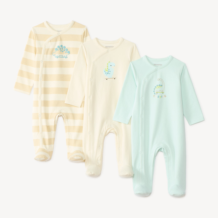 Lote de 3 pijamas para bebés niño con estampado de dinosaurios (acabados diferentes según la edad) 