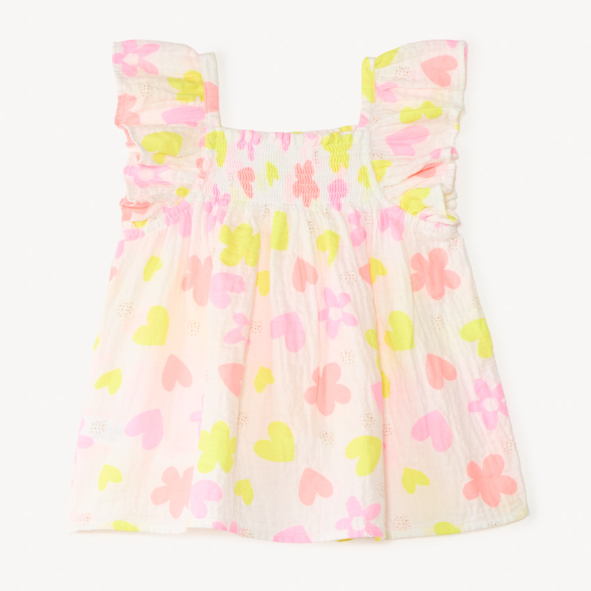 Túnica de tirantes con volante y estampado colorido para niña 