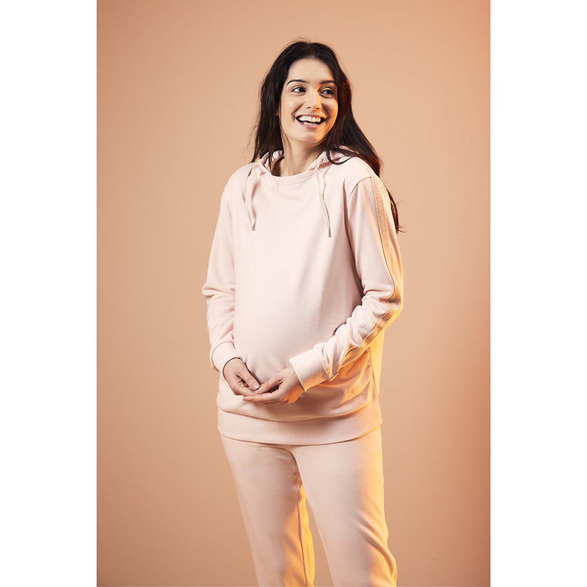 Sudadera de embarazo de felpa lisa con capucha 