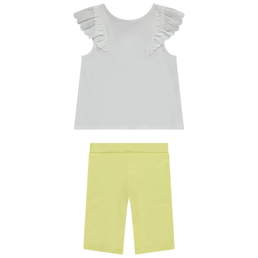 Conjunto de 2 piezas con camiseta sin mangas de fantasía con bordado inglés para niña 