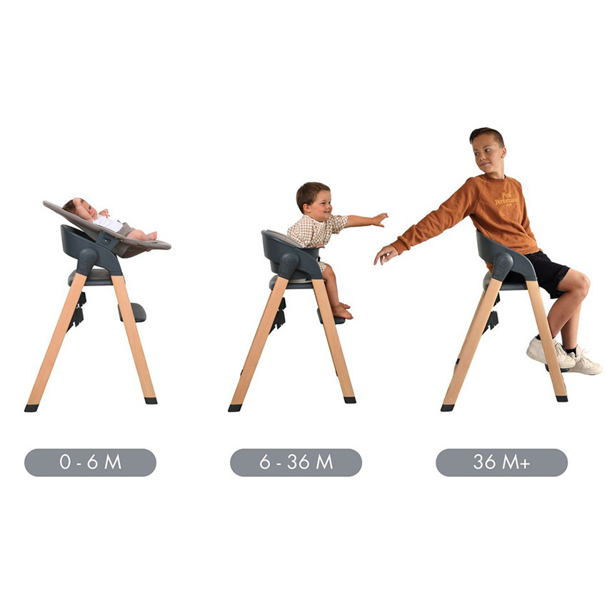 Chaise haute Grow With Me évolutive pliable Bois/Blanc 