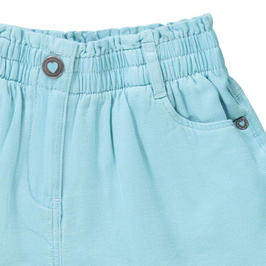 Short de tiro alto liso en algodón fantasía para niña 