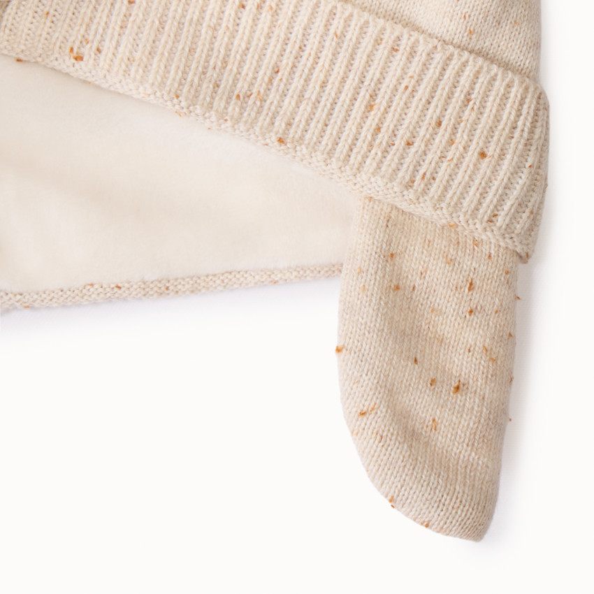 Gorro divertido de punto efecto neps con orejas de perro para bebé niño 