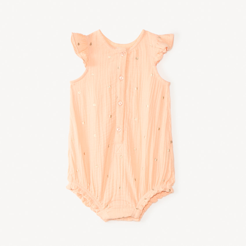 Mono corto de gasa de algodón con estampado de corazones para niña 