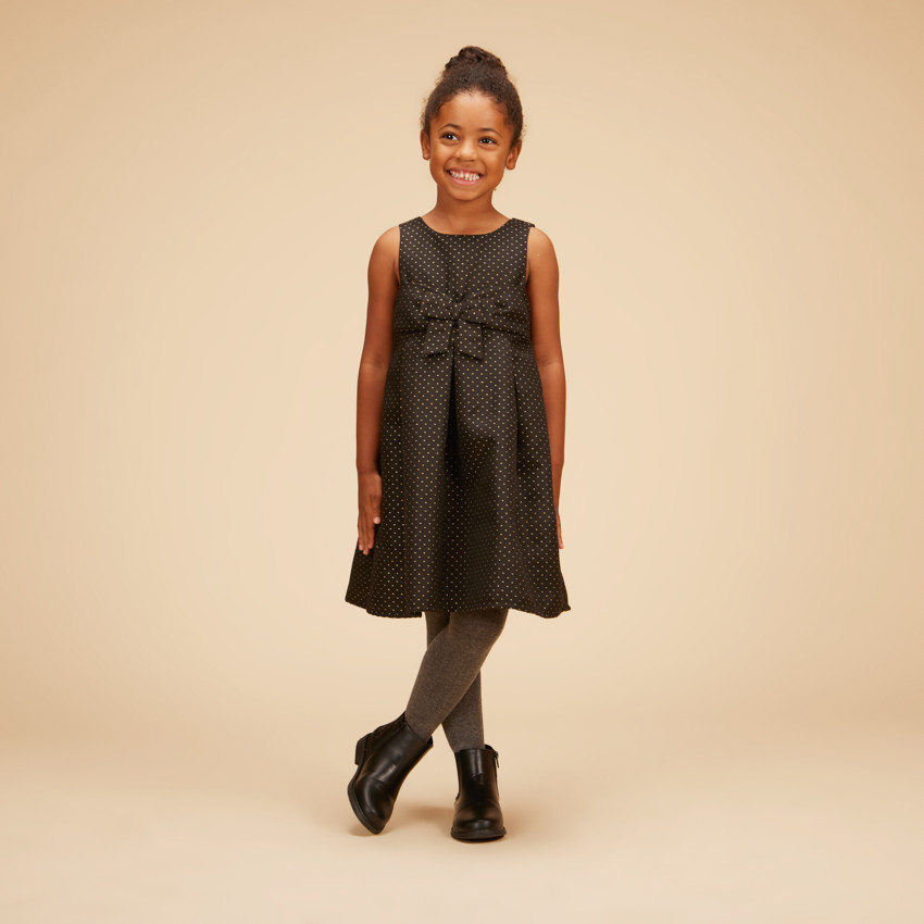 Robe sans manches à nœud en jacquard pour fille 
