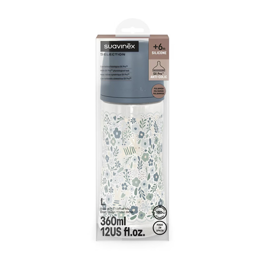 Biberón con tetina fisiológica SX PRO L 360ml Wonderland Liberty azul 
