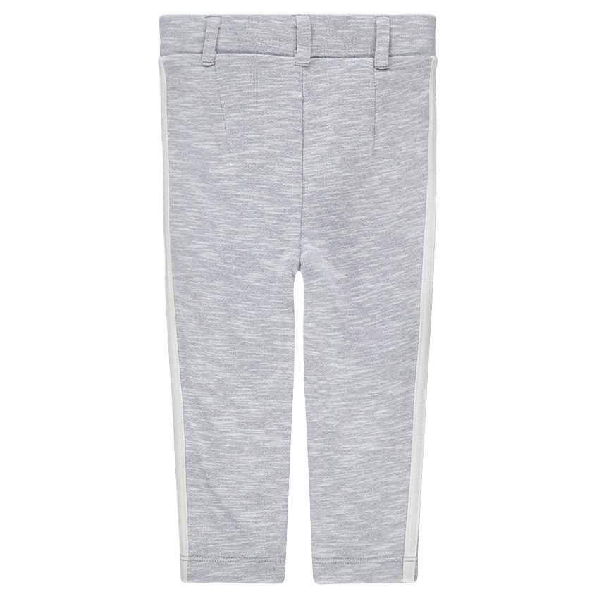 Pantalón con forro de punto gris asargado con bandas que contrastan   Additional Pantalón con forro de punto gris asargado con bandas que contrastan